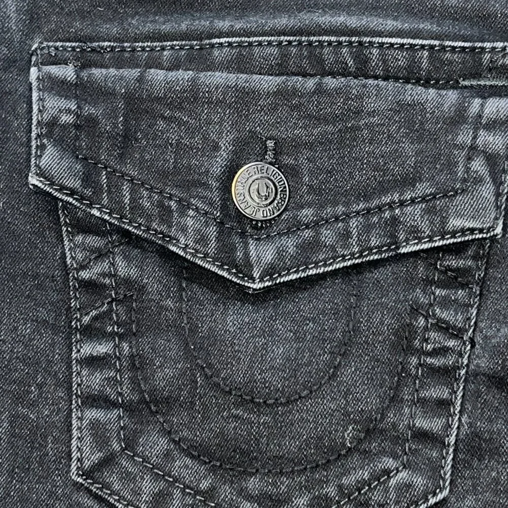 TRUE RELIGION RICKY FLAP - Relaxed Straight Black Denim Jeans - EUC - 28X31
